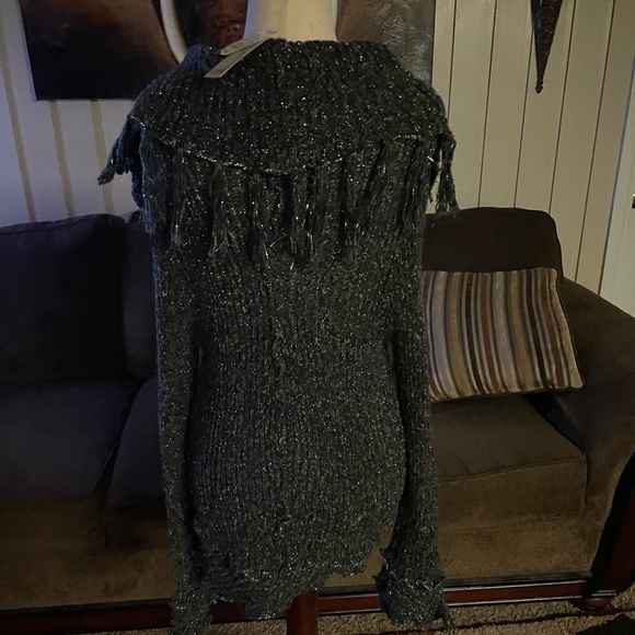 New W/ Tags~Black/Silver Laseine Sweater - Picture 2 of 16